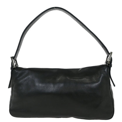 Fendi Black Leather Baguette Handbag