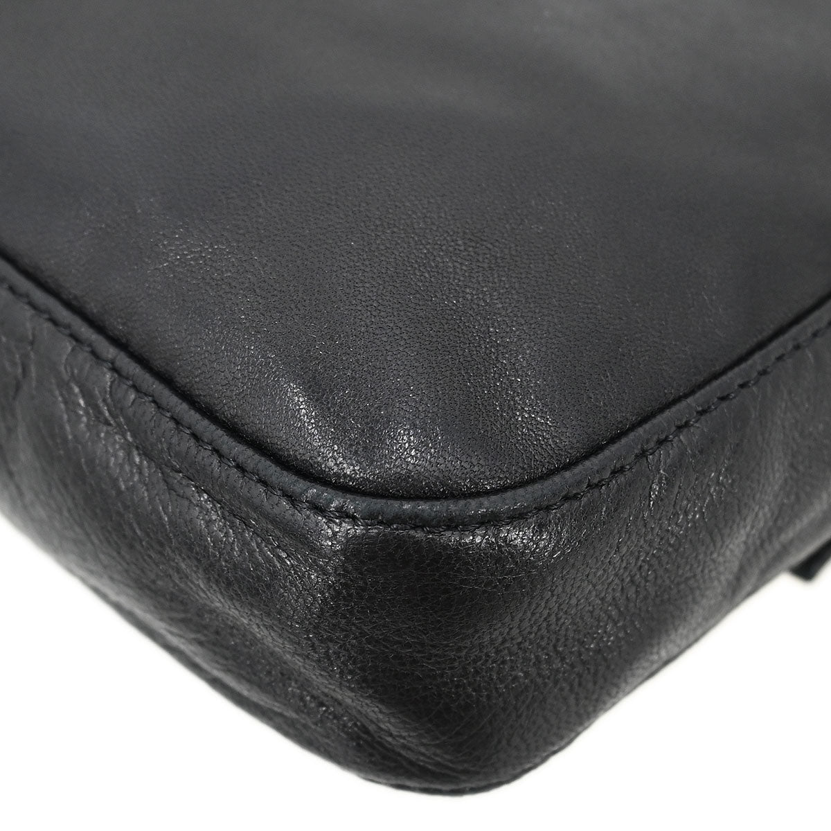 Fendi Black Leather Baguette Handbag