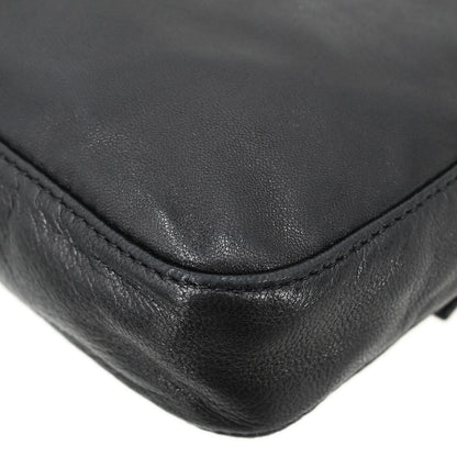 Fendi Black Leather Baguette Handbag