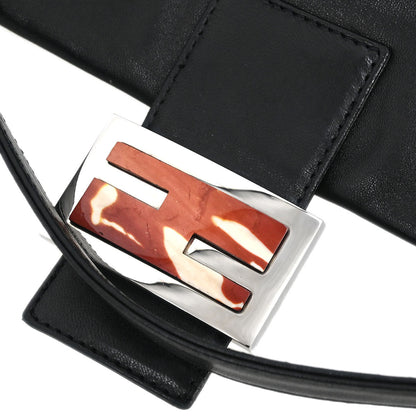 Fendi Black Leather Baguette Handbag