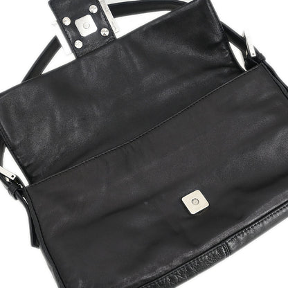 Fendi Black Leather Baguette Handbag