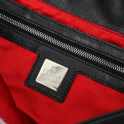 Fendi Black Leather Baguette Handbag