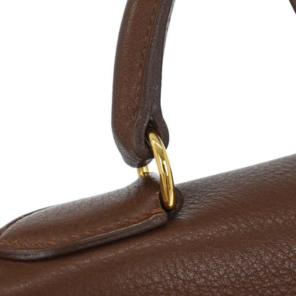 Hermes Marron Fonce Togo Kelly 32 Retourne Handbag