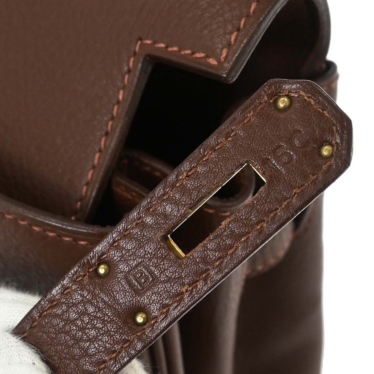 Hermes Marron Fonce Togo Kelly 32 Retourne Handbag