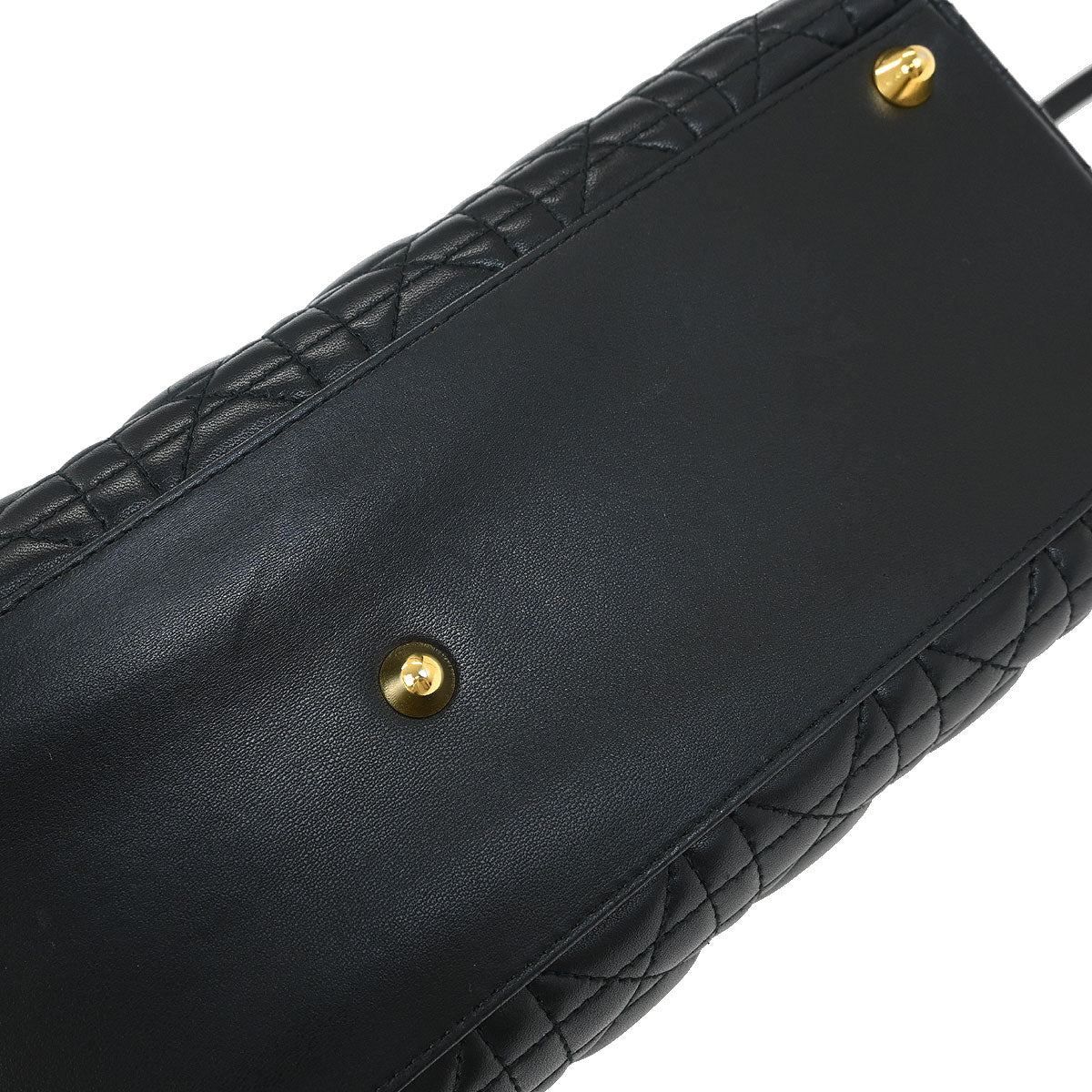 Christian Dior Black Lambskin Large Lady Dior Cannage 2way Shoulder Handbag