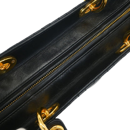 Christian Dior Black Lambskin Large Lady Dior Cannage 2way Shoulder Handbag