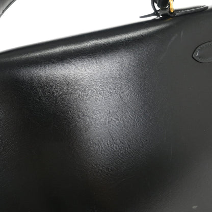 Hermes Black Box Calf Kelly 32 Sellier Handbag
