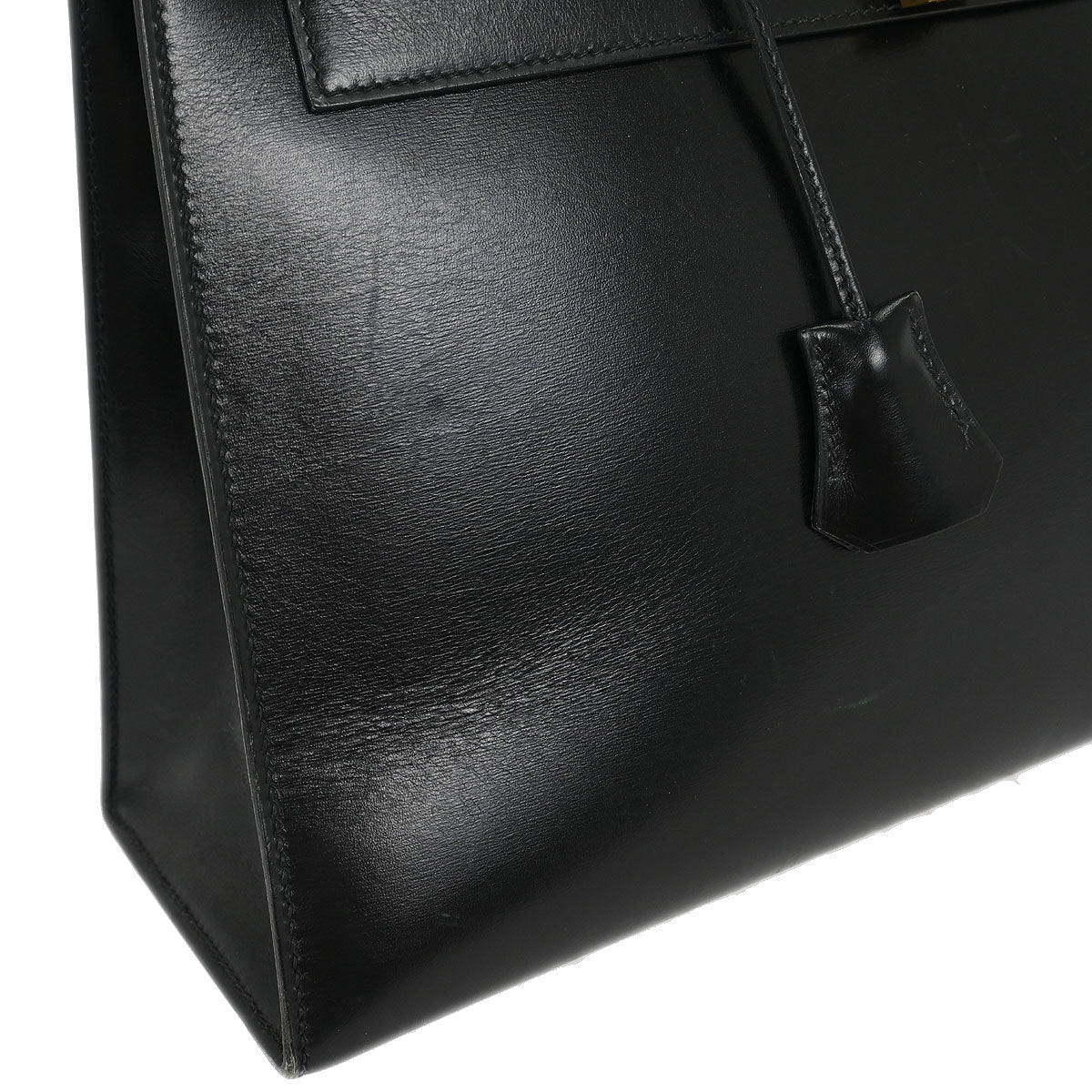 Hermes Black Box Calf Kelly 32 Sellier Handbag