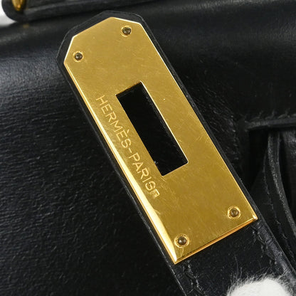 Hermes Black Box Calf Kelly 32 Sellier Handbag