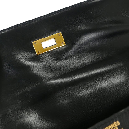 Hermes Black Box Calf Kelly 32 Sellier Handbag