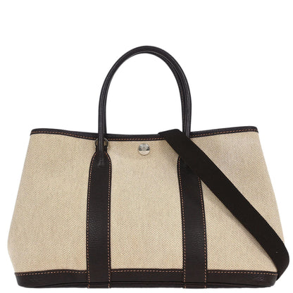 Hermes Beige Toile H Buffalo Garden Party 30 TPM Tote Bag