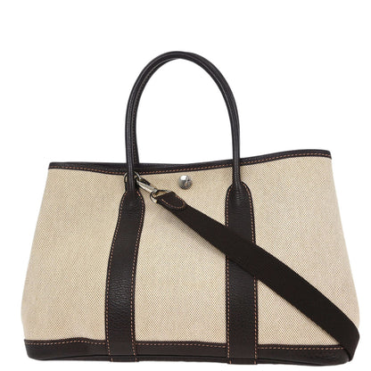 Hermes Beige Toile H Buffalo Garden Party 30 TPM Tote Bag