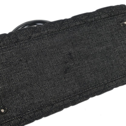 Christian Dior Black Denim Medium Lady Dior Cannage Handbag
