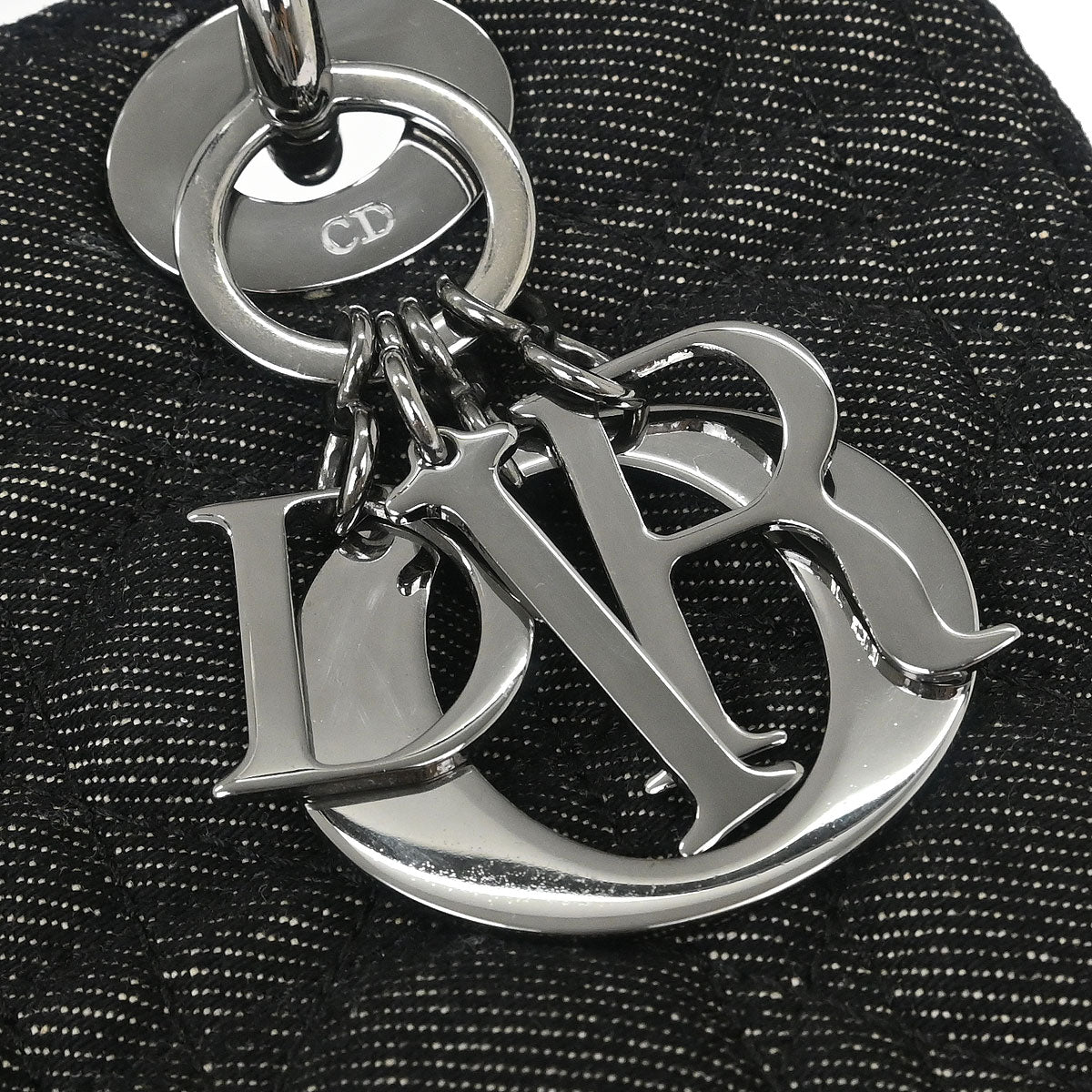 Christian Dior Black Denim Medium Lady Dior Cannage Handbag