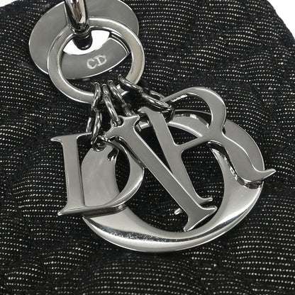 Christian Dior Black Denim Medium Lady Dior Cannage Handbag