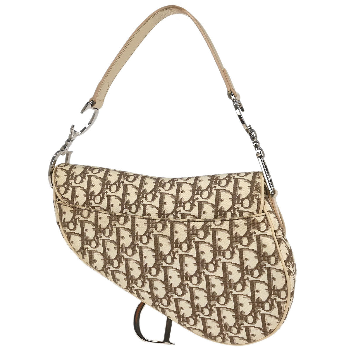 Christian Dior Off-white Embroidered Trotter Saddle Handbag