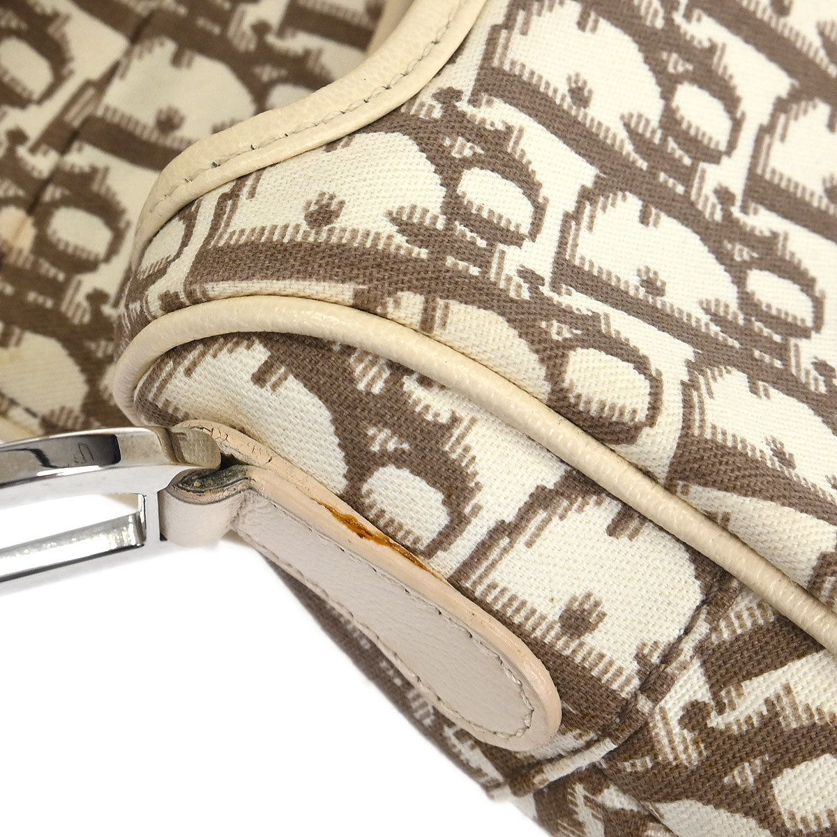 Christian Dior Off-white Embroidered Trotter Saddle Handbag