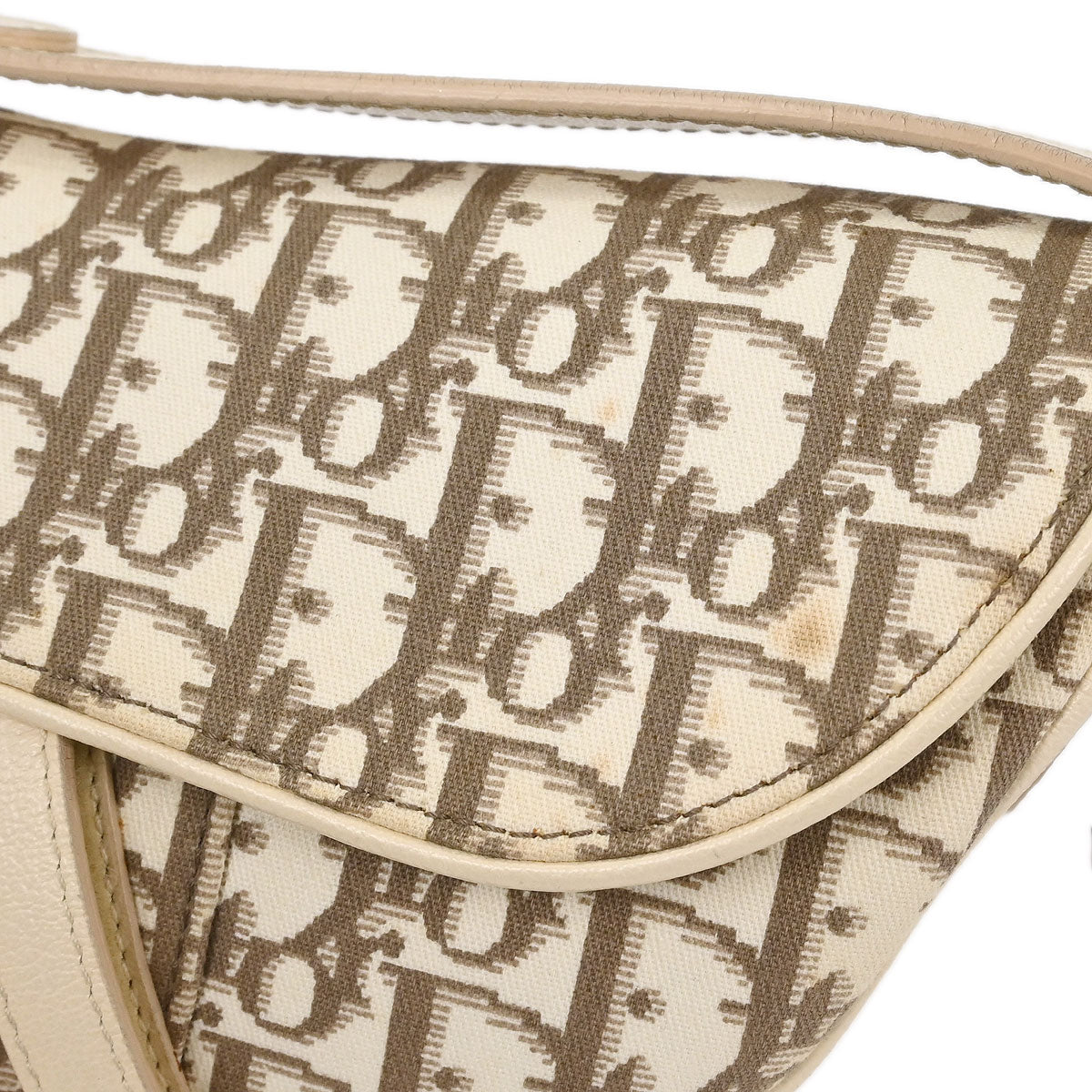 Christian Dior Off-white Embroidered Trotter Saddle Handbag