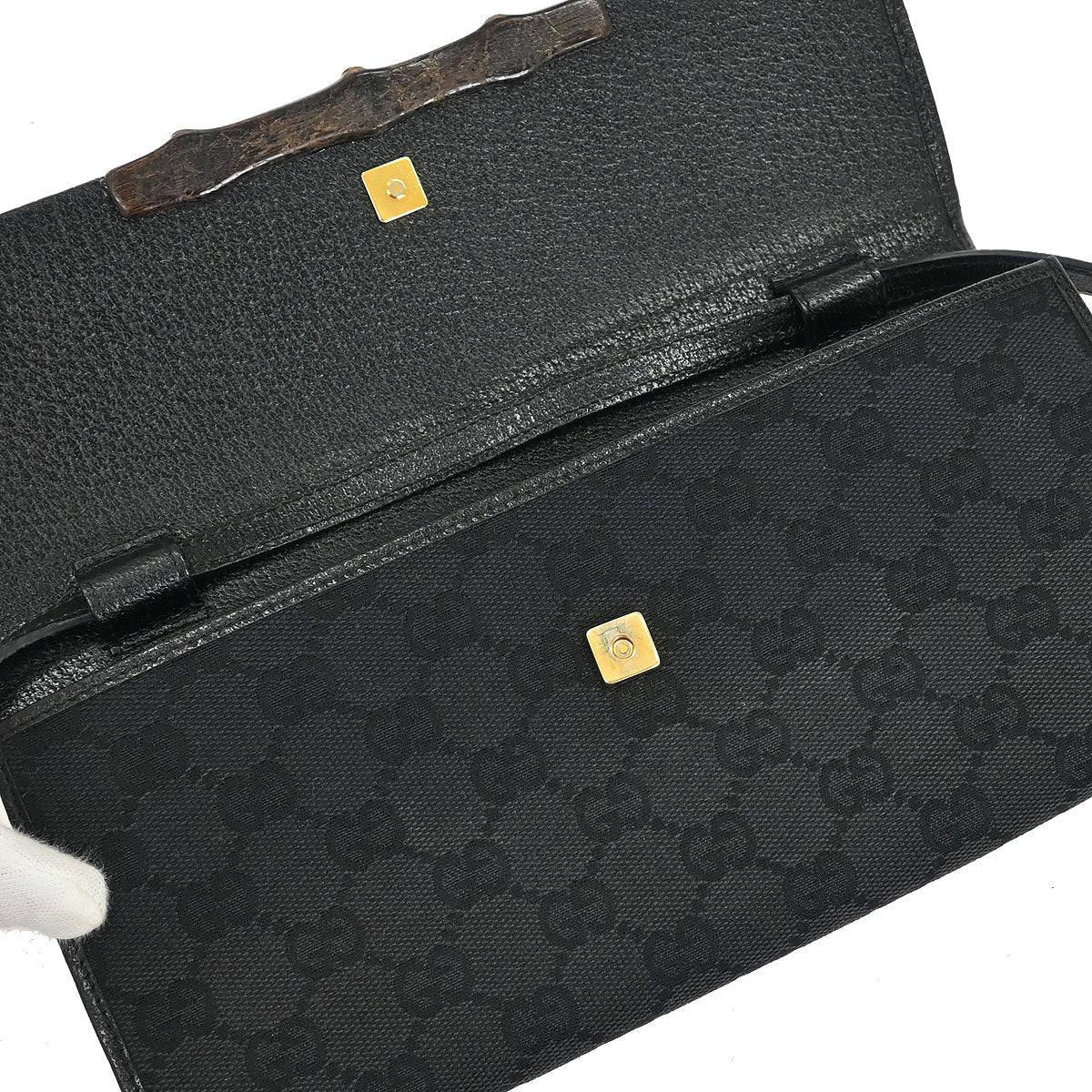 Gucci Black GG Bamboo Shoulder Bag
