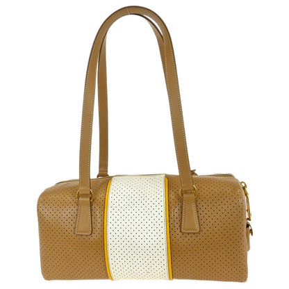 Prada Brown White Perforated Handbag