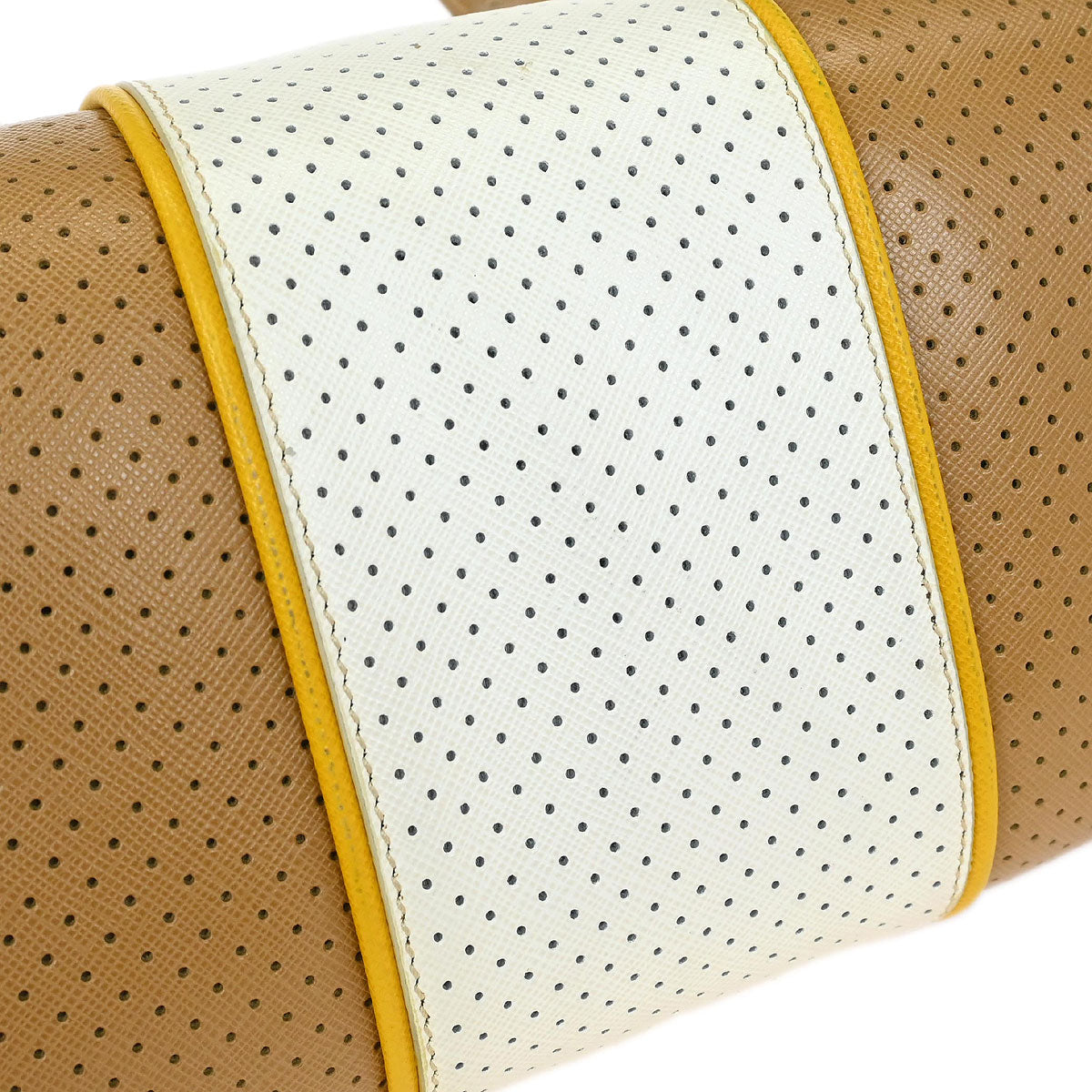 Prada Brown White Perforated Handbag