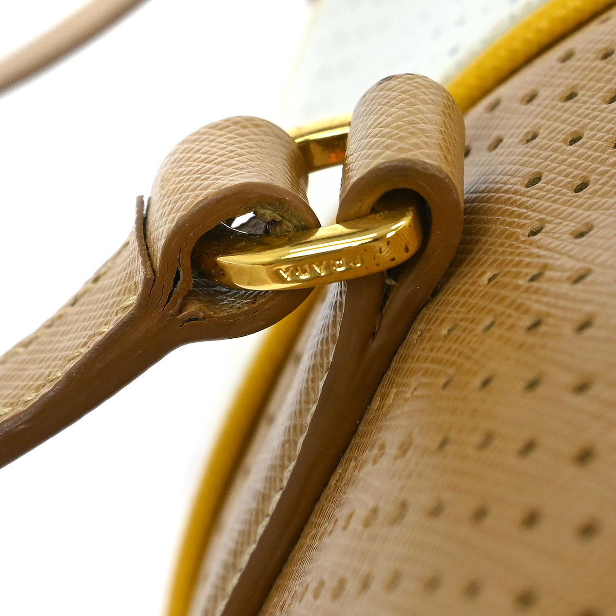 Prada Brown White Perforated Handbag