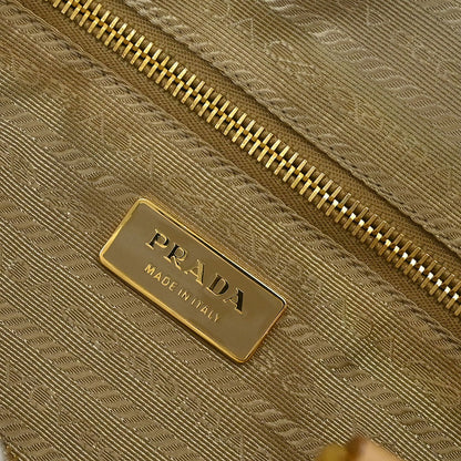 Prada Brown White Perforated Handbag