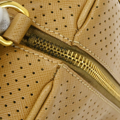 Prada Brown White Perforated Handbag