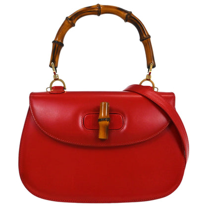 Gucci Red Bamboo 2way Shoulder Handbag