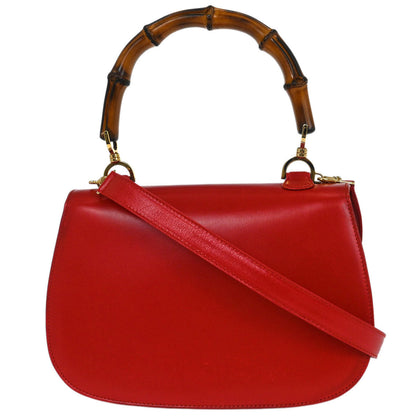 Gucci Red Bamboo 2way Shoulder Handbag