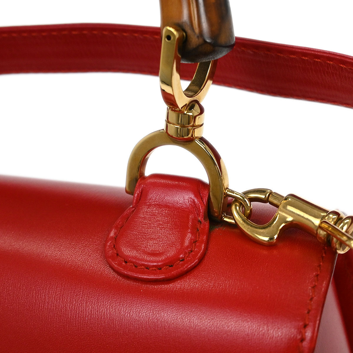 Gucci Red Bamboo 2way Shoulder Handbag