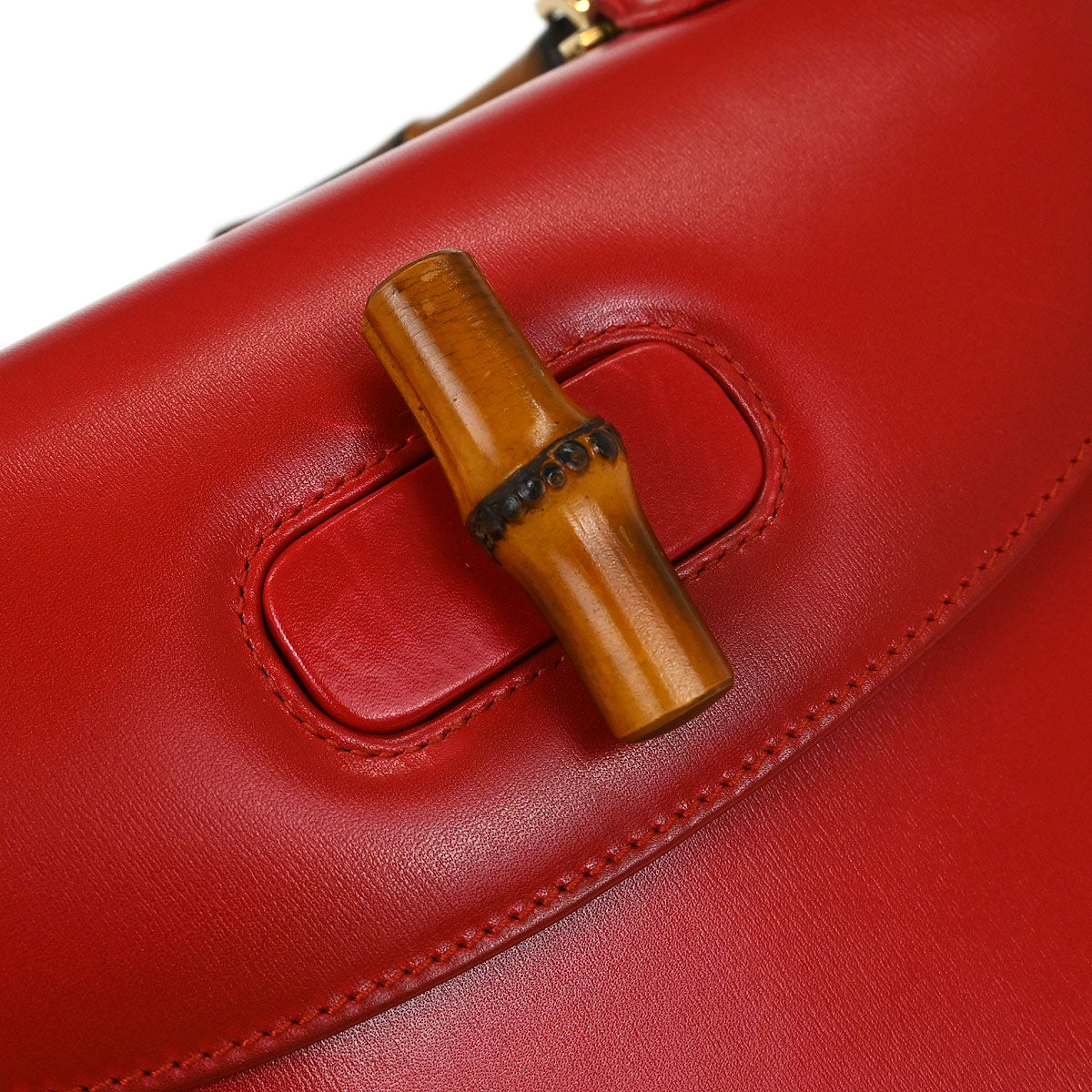 Gucci Red Bamboo 2way Shoulder Handbag