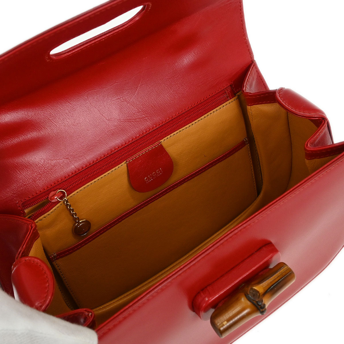Gucci Red Bamboo 2way Shoulder Handbag