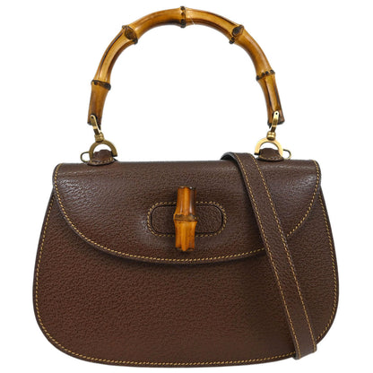 Gucci Brown Pigskin Bamboo 2way Shoulder Handbag