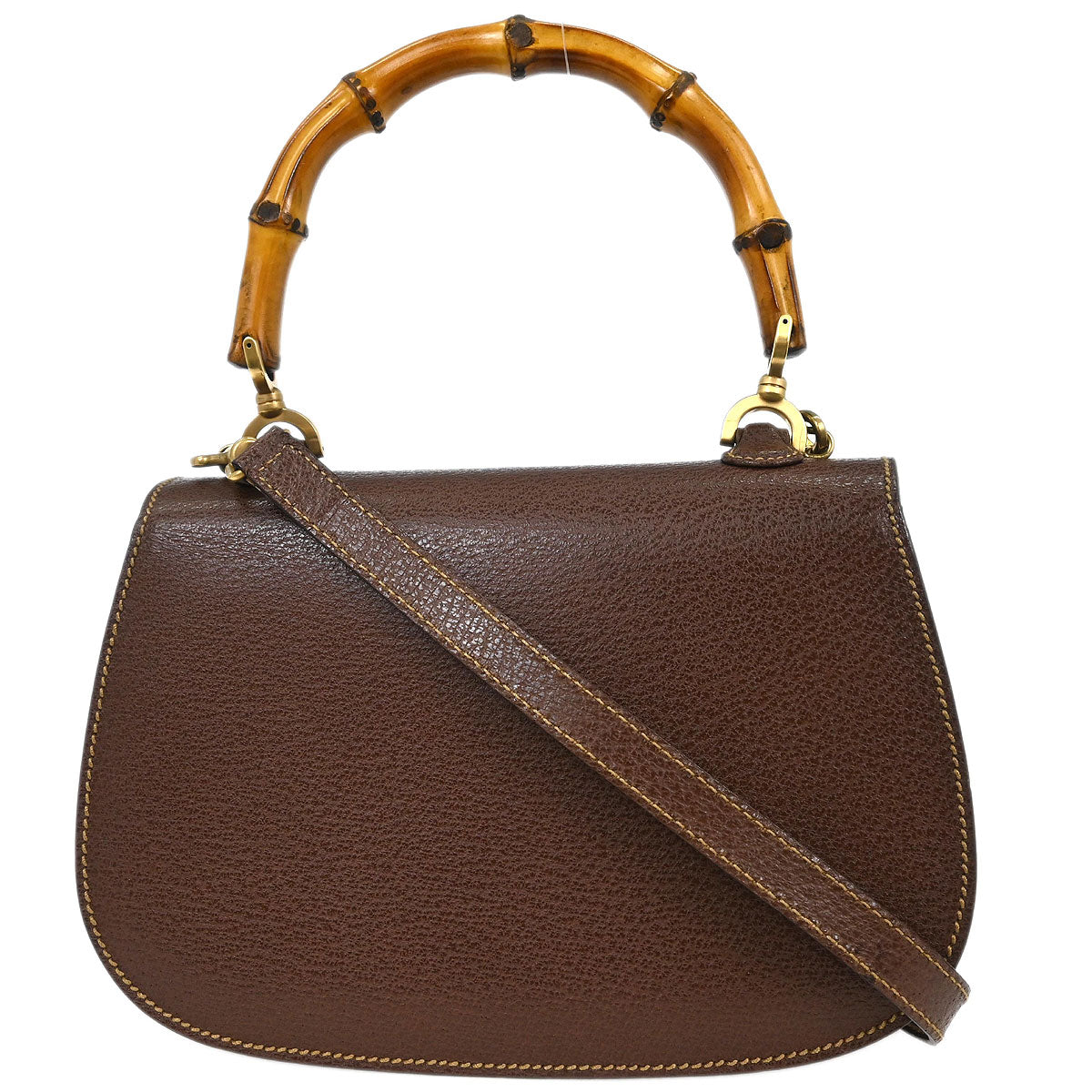 Gucci Brown Pigskin Bamboo 2way Shoulder Handbag
