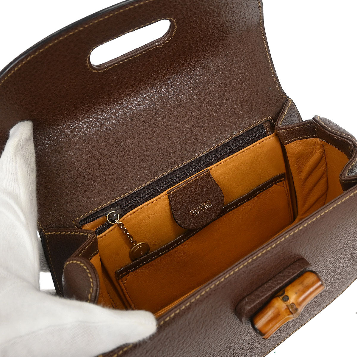 Gucci Brown Pigskin Bamboo 2way Shoulder Handbag
