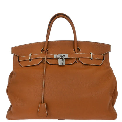 Hermes Gold Taurillon Clemence Birkin 50 Handbag