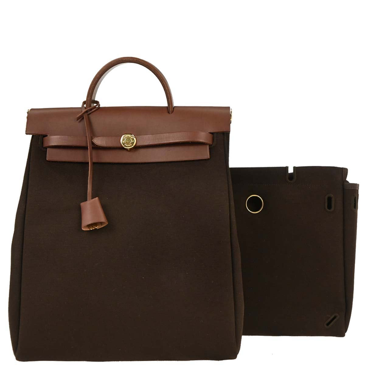Hermes Brown Toile Officier Herbag a Dos 2 in 1 Backpack
