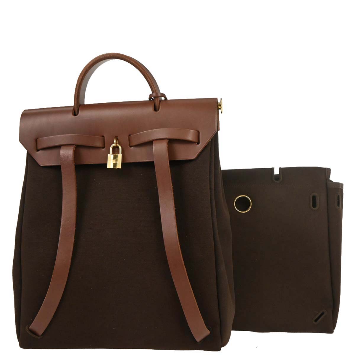 Hermes Brown Toile Officier Herbag a Dos 2 in 1 Backpack