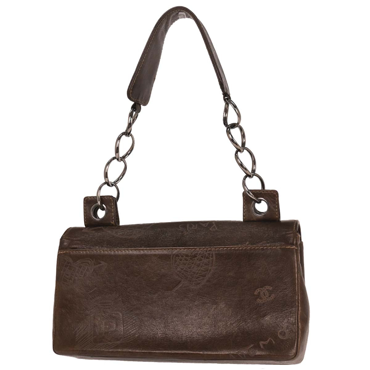 Chanel 2003-2004 Brown Calfskin Mademoiselle Graffiti Bag Shoulder Bag