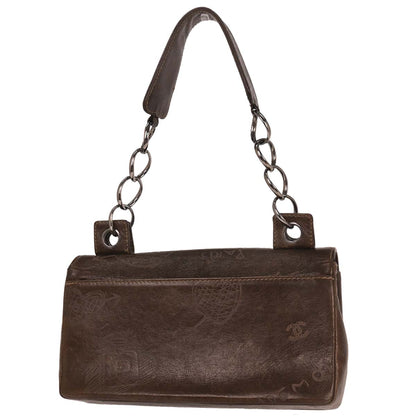 Chanel 2003-2004 Brown Calfskin Mademoiselle Graffiti Bag Shoulder Bag