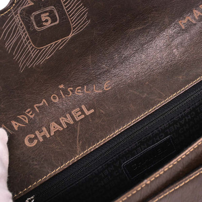 Chanel 2003-2004 Brown Calfskin Mademoiselle Graffiti Bag Shoulder Bag