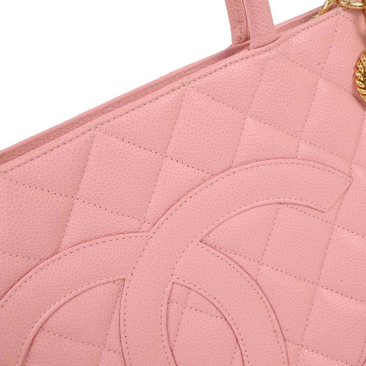 Chanel 2003-2004 Pink Caviar Medallion Tote Handbag