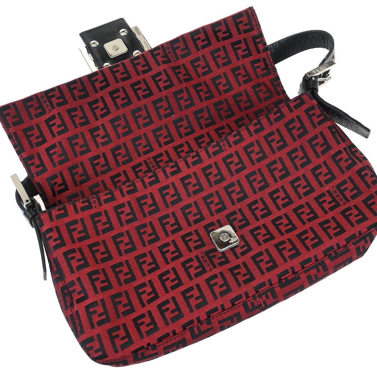 Fendi Red Zucchino Baguette Handbag