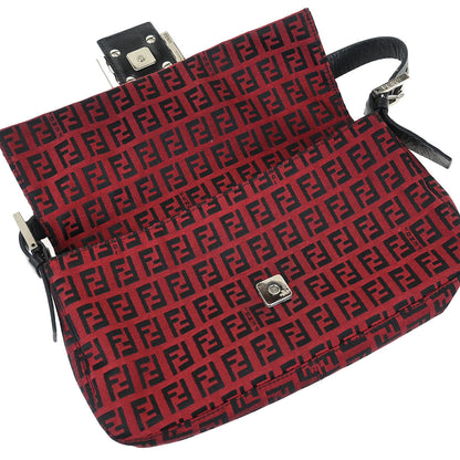 Fendi Red Zucchino Baguette Handbag