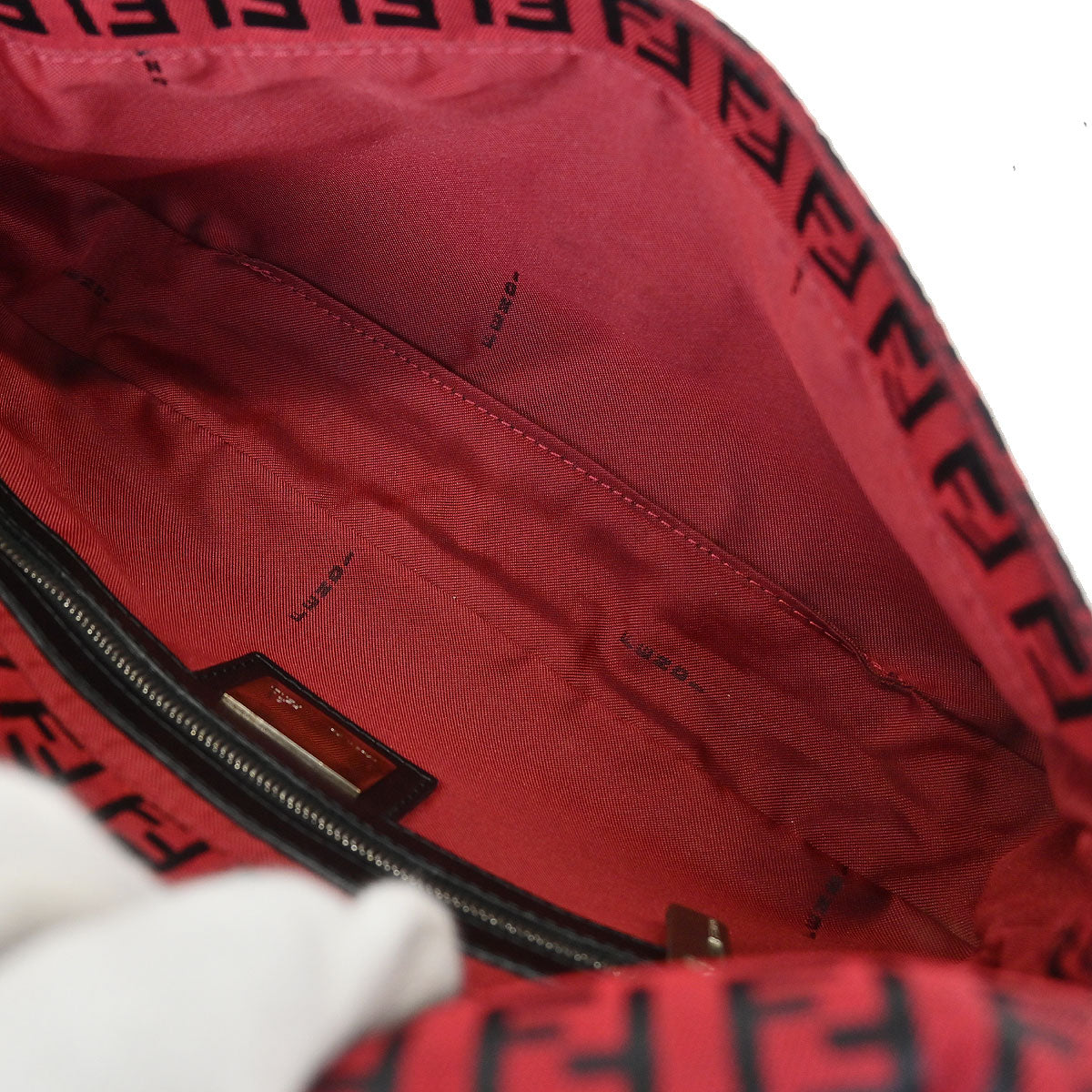 Fendi Red Zucchino Baguette Handbag