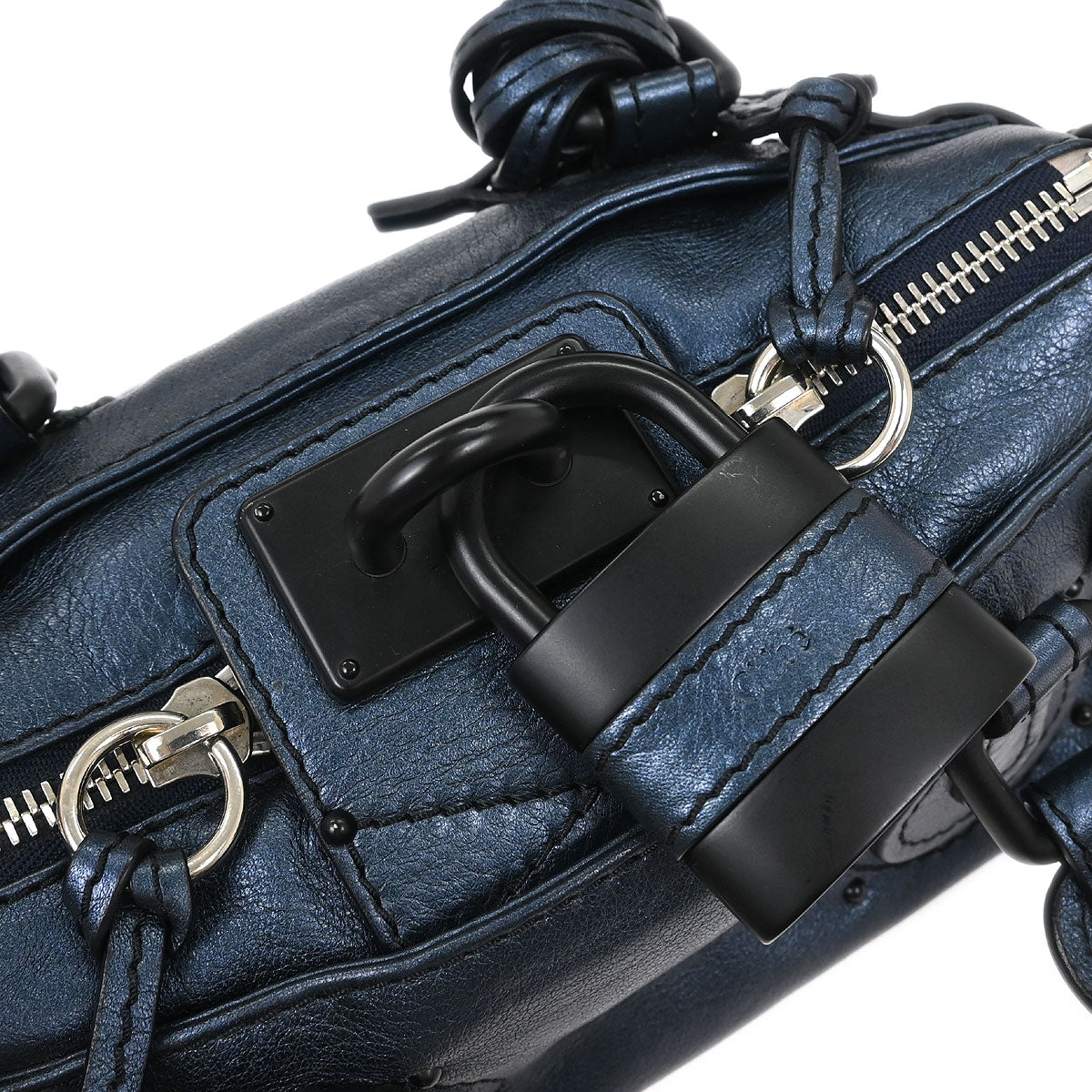 Chloe Metallic Blue Paddington Mini Handbag