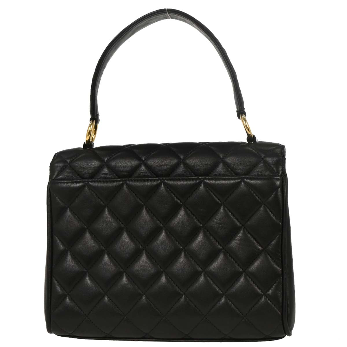Chanel Black Lambskin Straight Flap Handbag