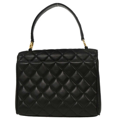 Chanel Black Lambskin Straight Flap Handbag