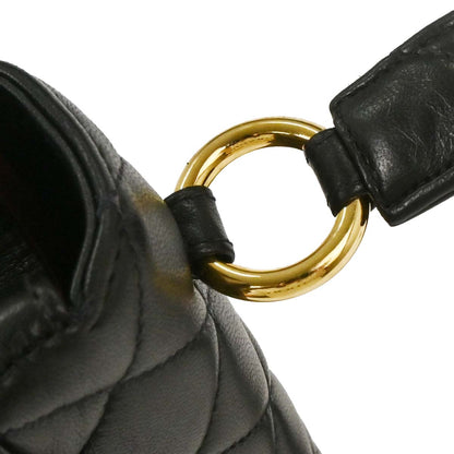 Chanel Black Lambskin Straight Flap Handbag
